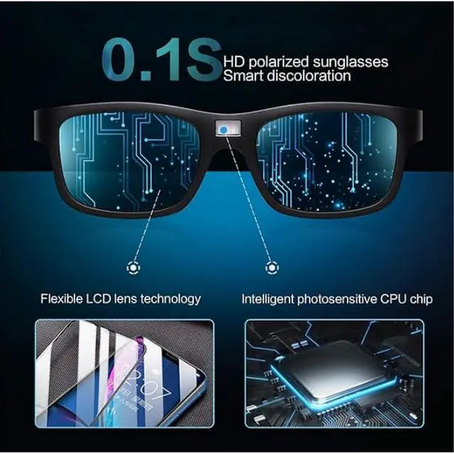 Alt view image 3 of 5 - 0.1 Seconds Smart Photochromic Polarized Men's Sunglasses for Driving and Riding Day and Night Fishing Sun Glasses (black)