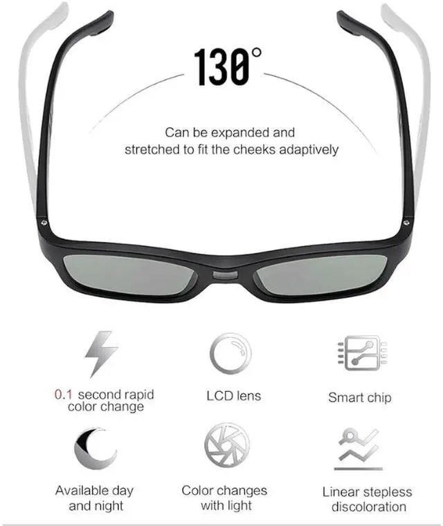 Alt view image 5 of 5 - 0.1 Seconds Smart Photochromic Polarized Men's Sunglasses for Driving and Riding Day and Night Fishing Sun Glasses (black)