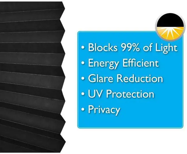 Alt view image 6 of 7 - No Tools Original Blackout Pleated Paper Shade Black, 36" W x 72" L, 6 Pack