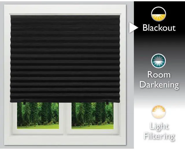 Alt view image 7 of 7 - No Tools Original Blackout Pleated Paper Shade Black, 36" W x 72" L, 6 Pack