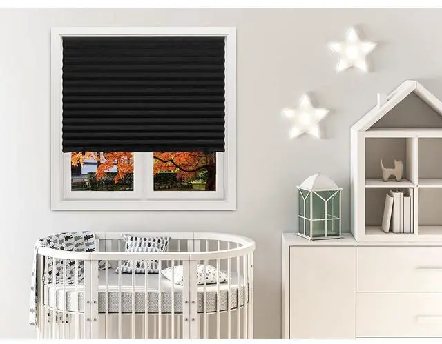 Alt view image 3 of 7 - No Tools Original Blackout Pleated Paper Shade Black, 36" W x 72" L, 6 Pack