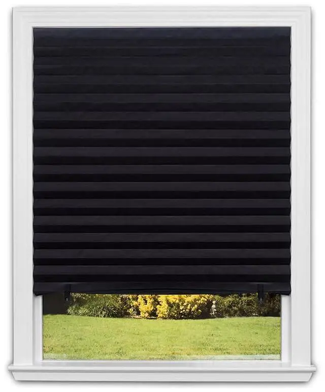 Main image of No Tools Original Blackout Pleated Paper Shade Black, 36" W x 72" L, 6 Pack