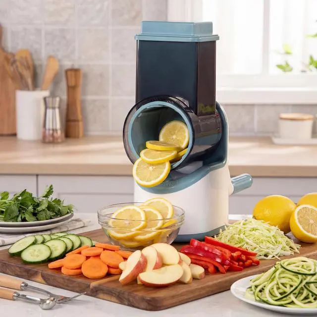 Main image of Electric Vegetable Chopper, Multifunctional Automatic Slicer Dicer, Stainless Steel Blades, for Onion Potato Cabbage Veggie Fruit, Green, CVKF01