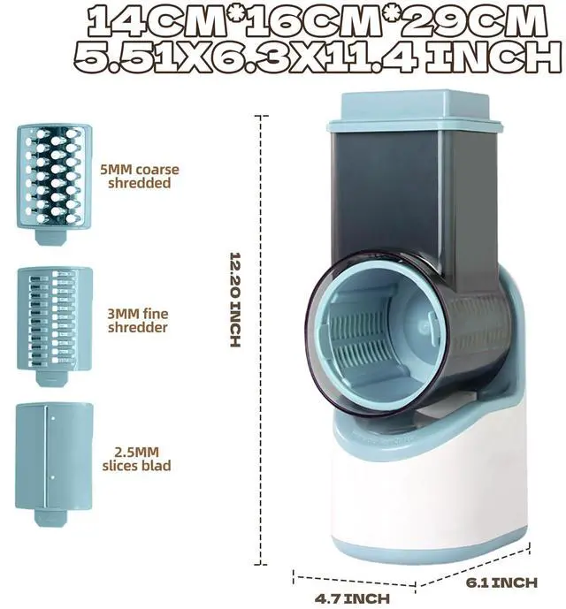 Alt view image 2 of 7 - Electric Vegetable Chopper, Multifunctional Automatic Slicer Dicer, Stainless Steel Blades, for Onion Potato Cabbage Veggie Fruit, Green, CVKF01