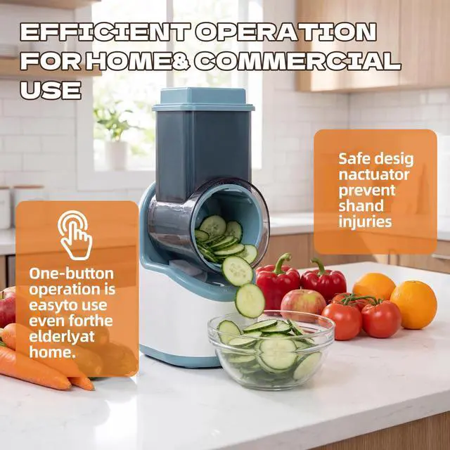 Alt view image 5 of 7 - Electric Vegetable Chopper, Multifunctional Automatic Slicer Dicer, Stainless Steel Blades, for Onion Potato Cabbage Veggie Fruit, Green, CVKF01