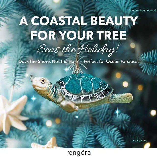 Alt view image 2 of 7 - Christmas Ornaments - Home Decor - Unique Nautical Christmas Ornament Hand-Painted Blue Sea Turtle - Best for Tree Hanging, Bathroom Decorations, Stocking Stuffers, Scuba Lovers and Ocean Enthusiasts