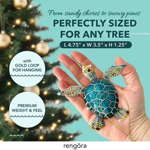 Alt view image 4 of 7 - Christmas Ornaments - Home Decor - Unique Nautical Christmas Ornament Hand-Painted Blue Sea Turtle - Best for Tree Hanging, Bathroom Decorations, Stocking Stuffers, Scuba Lovers and Ocean Enthusiasts