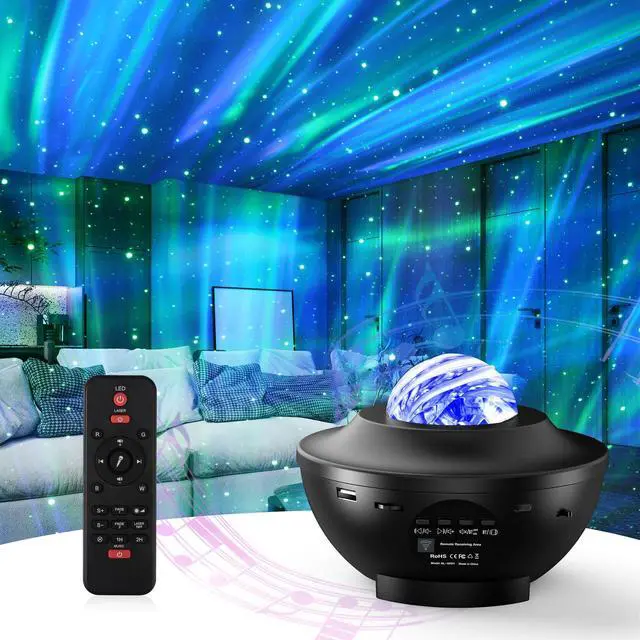 Main image of Northern Lights Projector, Aurora Star Galaxy Projector Night Light for Bedroom/Ceiling/Party with Bluetooth Speaker, Soothing Mood Northern Light Lamp for Kids, Adults, Gift Idea