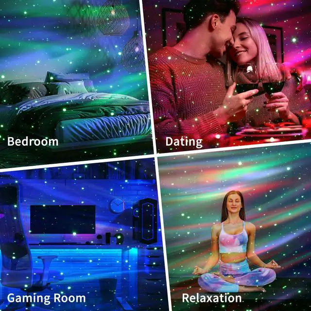 Alt view image 7 of 7 - Northern Lights Projector, Aurora Star Galaxy Projector Night Light for Bedroom/Ceiling/Party with Bluetooth Speaker, Soothing Mood Northern Light Lamp for Kids, Adults, Gift Idea