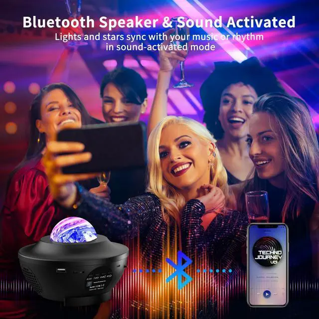 Alt view image 5 of 7 - Northern Lights Projector, Aurora Star Galaxy Projector Night Light for Bedroom/Ceiling/Party with Bluetooth Speaker, Soothing Mood Northern Light Lamp for Kids, Adults, Gift Idea