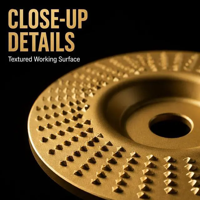Alt view image 3 of 7 - Angle Grinder Polishing Pad, Tungsten Carbide Cutting Wheel, Wood Carving Disc Set, Woodworking Attachment for Cutting, Shaping, Sanding Stump Removal & DIY Woodworking (Gold 3PCS)