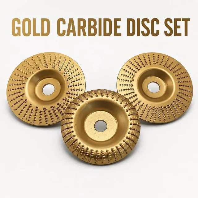 Alt view image 6 of 7 - Angle Grinder Polishing Pad, Tungsten Carbide Cutting Wheel, Wood Carving Disc Set, Woodworking Attachment for Cutting, Shaping, Sanding Stump Removal & DIY Woodworking (Gold 3PCS)