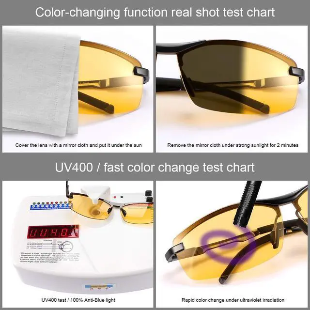 Alt view image 3 of 6 - Photochromic Sports Polarized Sunglasses for Men and Women Cycling Fishing Day and Night Driving Glasses UV Protection Eyewear Anti Glare/Radiation Eyeglasses Reduce Eye Fatigue Safety Googles
