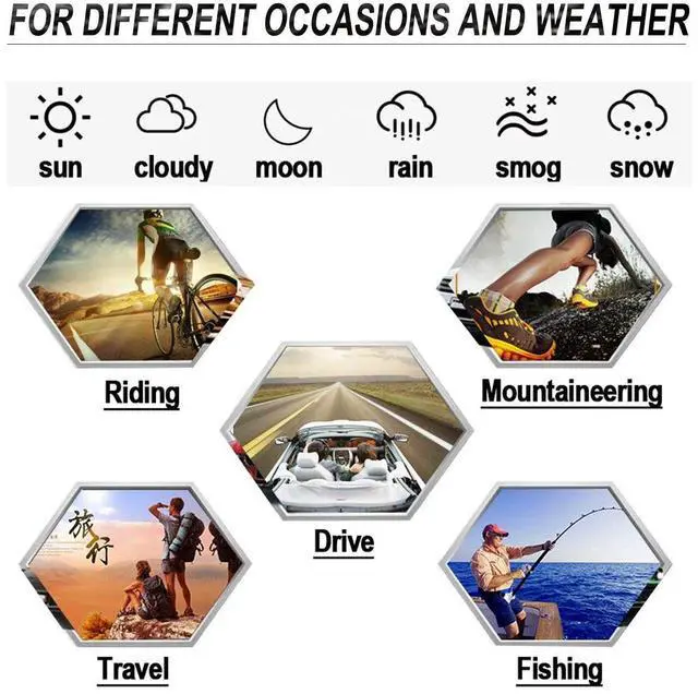 Alt view image 6 of 6 - Men Photochromic Polarized UV400 Sports Sunglasses Day and Night Driving Glasses