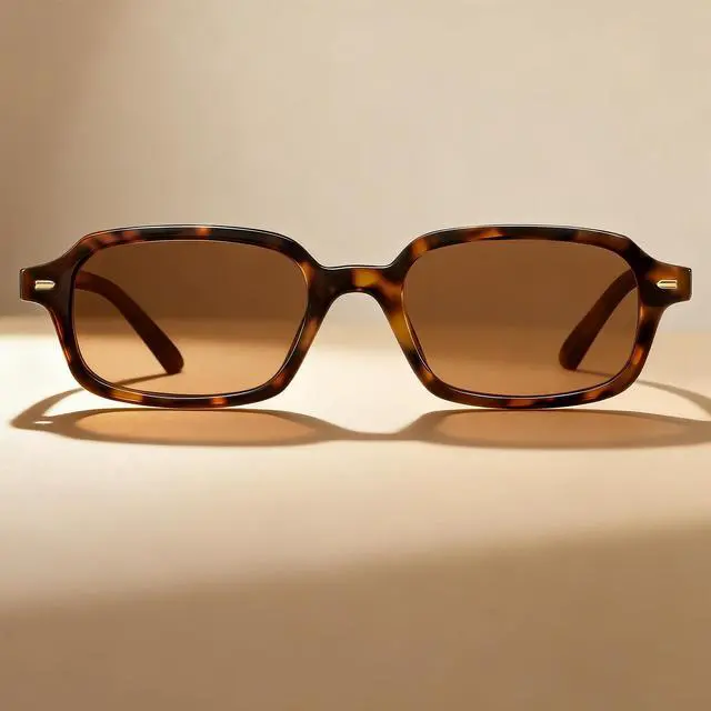 Alt view image 2 of 7 - Trendy Polarized Rectangle Sunglasses Womens Mens, Small Square Retro Thin Slim Fashion Chic Narrow Sunnies, Tortoise/Brown