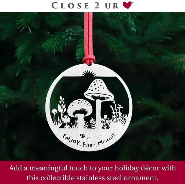 Alt view image 3 of 7 - Mushrooms Stainless Steel Ornament Keepsake & Collectible | Window Ornament, Hanging Decoration, Forest & Nature Décor | Handcrafted, Durable & Made in USA