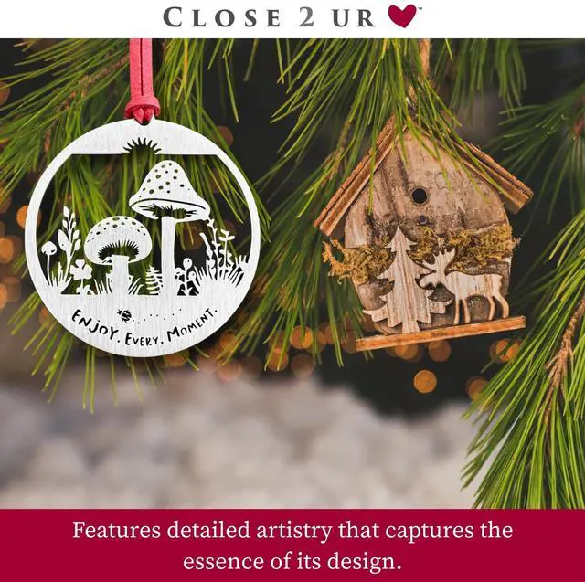 Alt view image 6 of 7 - Mushrooms Stainless Steel Ornament Keepsake & Collectible | Window Ornament, Hanging Decoration, Forest & Nature Décor | Handcrafted, Durable & Made in USA