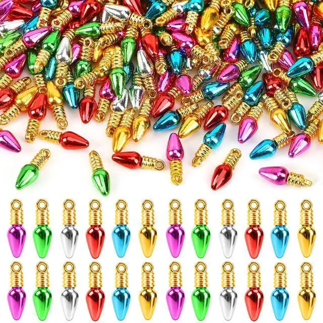 Main image of 300Pcs Mini Christmas Light Beads Charms Tiny Small Bulbs Balls Ornaments for Christmas Tree Hanging with String Xmas Jewelry Making Earring Necklace Bracelet for Party Favor Supplies