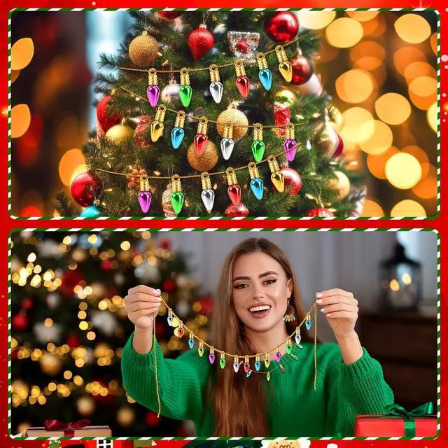 Alt view image 6 of 7 - 300Pcs Mini Christmas Light Beads Charms Tiny Small Bulbs Balls Ornaments for Christmas Tree Hanging with String Xmas Jewelry Making Earring Necklace Bracelet for Party Favor Supplies
