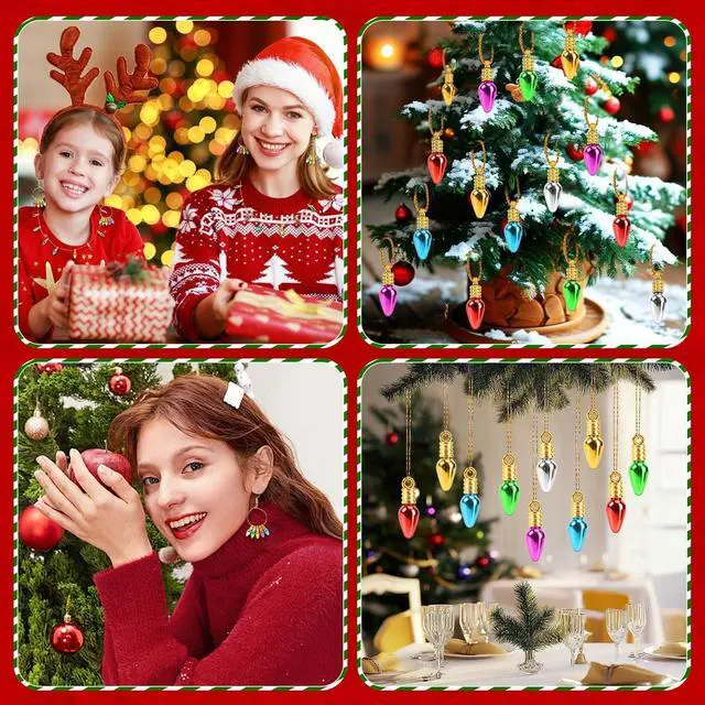 Alt view image 7 of 7 - 300Pcs Mini Christmas Light Beads Charms Tiny Small Bulbs Balls Ornaments for Christmas Tree Hanging with String Xmas Jewelry Making Earring Necklace Bracelet for Party Favor Supplies