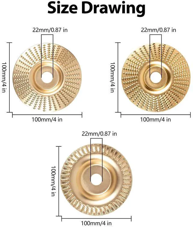 Alt view image 7 of 7 - Angle Grinder Polishing Pad, Tungsten Carbide Sanding Discs for 4 1/2" Angle Grinder, Wood Carving Disc Set for Cutting and Shaping