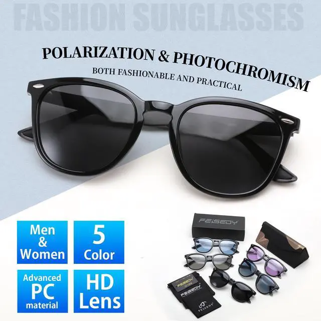 Alt view image 7 of 7 - Retro Photochromic Classic Polarized Sunglasses for Women Men Trendy Style Vintage Sunnies B1123