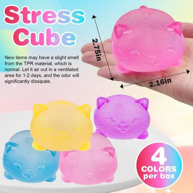 Alt view image 3 of 6 - 4 Pcs Gummy Cat & Sugar Ball Designs, Anxiety Relief & Focus Kitty Toy, Maltose Filled Squeeze Toys for Sensory PlaySensory Fidget Toys for Adults, Kids, Slow Rising Squishy Stress Balls