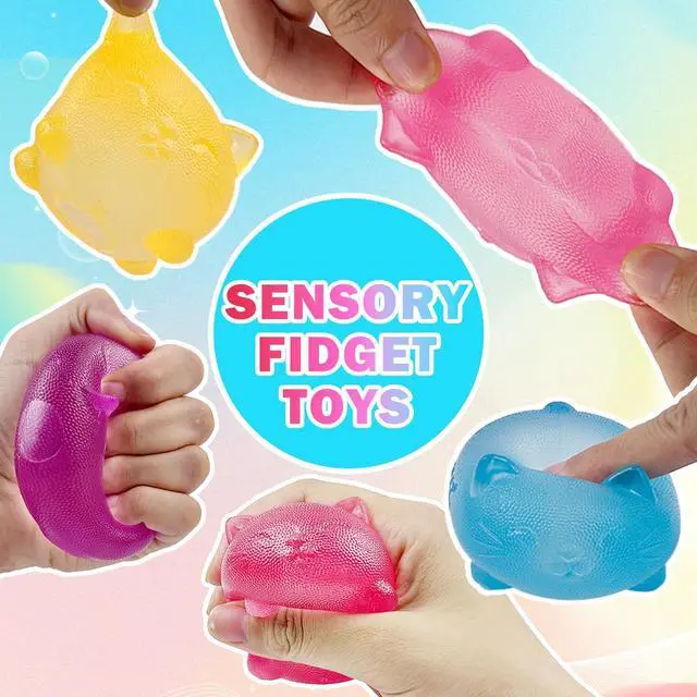 Alt view image 4 of 6 - 4 Pcs Gummy Cat & Sugar Ball Designs, Anxiety Relief & Focus Kitty Toy, Maltose Filled Squeeze Toys for Sensory PlaySensory Fidget Toys for Adults, Kids, Slow Rising Squishy Stress Balls