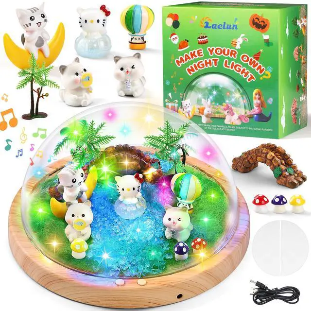 Main image of Make Your Own Music Night Light, Cat Toys for Kids, Crafts for Girls Age 3-8,DIY Cat Toy Kits 3 4 5 6 7 8 9 10 Year Old Girl Birthday Gift Ideas,Best Christmas Gifts for Girls(Kitten)