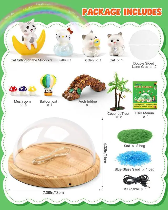 Alt view image 2 of 7 - Make Your Own Music Night Light, Cat Toys for Kids, Crafts for Girls Age 3-8,DIY Cat Toy Kits 3 4 5 6 7 8 9 10 Year Old Girl Birthday Gift Ideas,Best Christmas Gifts for Girls(Kitten)
