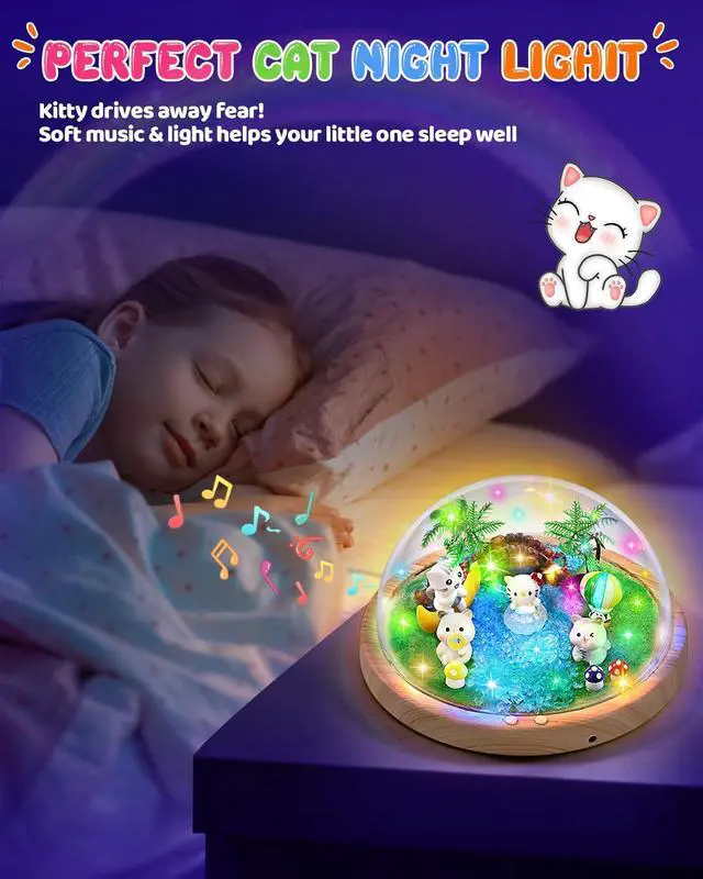 Alt view image 6 of 7 - Make Your Own Music Night Light, Cat Toys for Kids, Crafts for Girls Age 3-8,DIY Cat Toy Kits 3 4 5 6 7 8 9 10 Year Old Girl Birthday Gift Ideas,Best Christmas Gifts for Girls(Kitten)