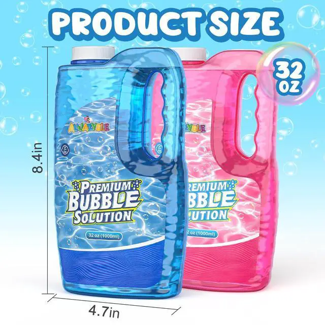 Alt view image 2 of 7 - 2 Bottles 64 OZ Bubbles Solution Refill for Bubble Machine Wands