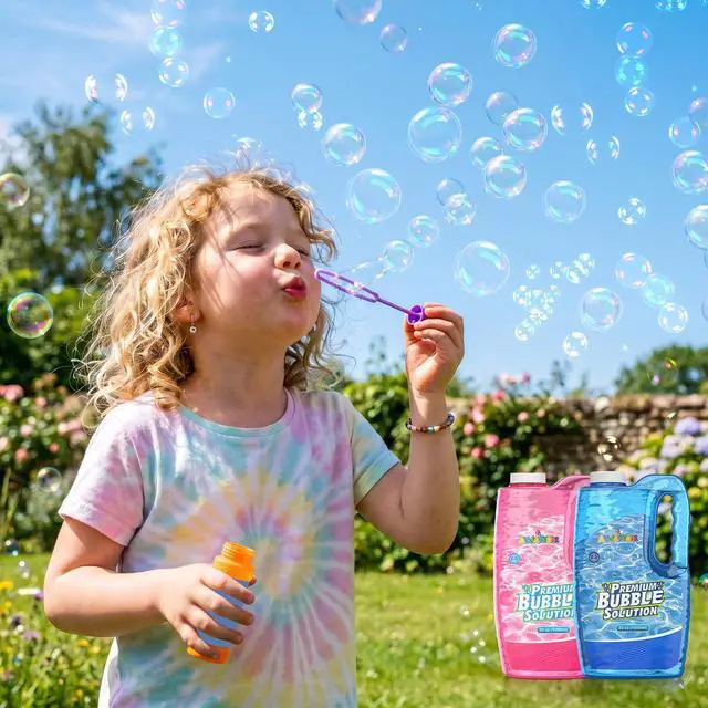 Alt view image 7 of 7 - 2 Bottles 64 OZ Bubbles Solution Refill for Bubble Machine Wands