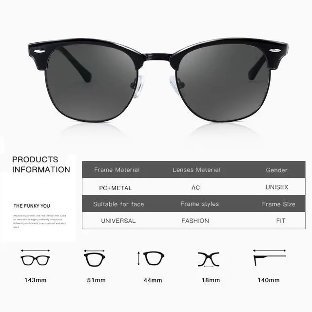 Alt view image 3 of 7 - Polarized Sunglasses Photochromic Eyeglasses Unisex TY201903 (T1-2PSC :Black(Polarized)+Black(Photochromic Blue Light))