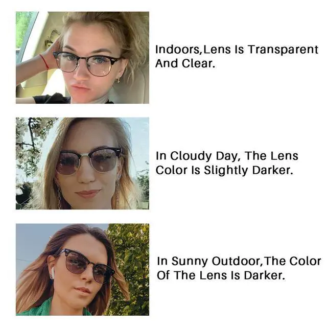 Alt view image 5 of 7 - Polarized Sunglasses Photochromic Eyeglasses Unisex TY201903 (T1-2PSC :Black(Polarized)+Black(Photochromic Blue Light))