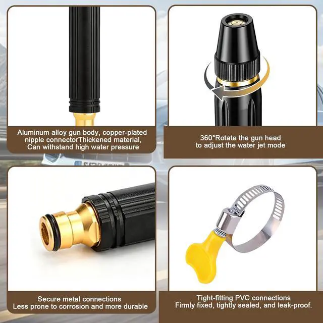 Alt view image 6 of 7 - Home High-Pressure Car Wash Water Gun, Heavy Duty Adjustable Twist Hose Nozzle Jet Sweeper Nozzle, Multi-Function High Pressure Sprayer for Car Washing, Garden Watering & DrivewayCleaning (2Set)