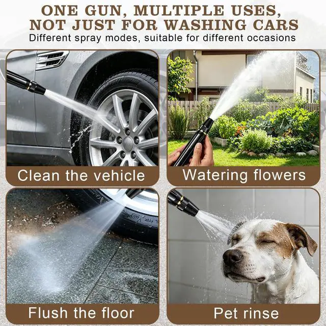 Alt view image 4 of 7 - Home High-Pressure Car Wash Water Gun, Heavy Duty Adjustable Twist Hose Nozzle Jet Sweeper Nozzle, Multi-Function High Pressure Sprayer for Car Washing, Garden Watering & DrivewayCleaning (2Set)