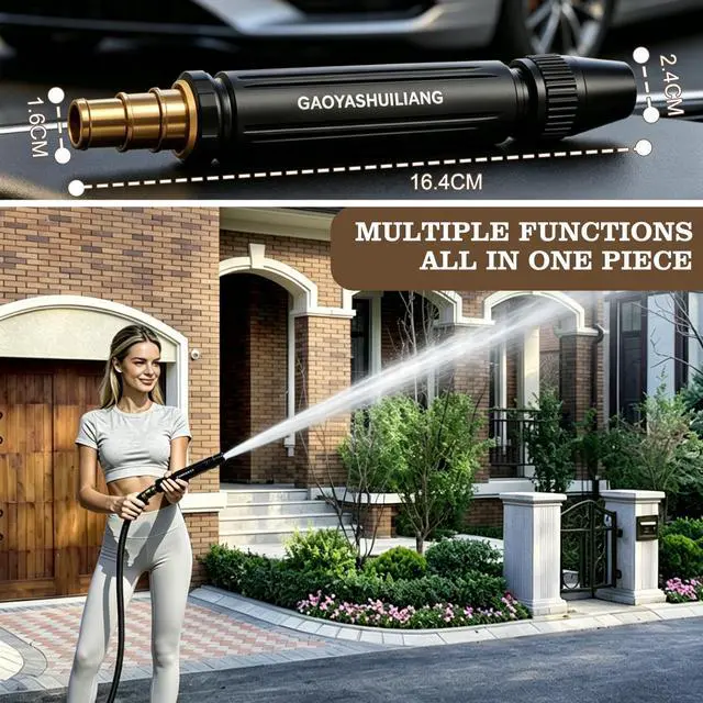 Alt view image 5 of 6 - Home High-Pressure Car Wash Water Gun with Booster Nozzle and Fixation, Generic High Pressure Water Gun, Adjustable Spray Settings, for Watering Vegetables, and Car Washing (3pcs) (Pagoda-shaped)