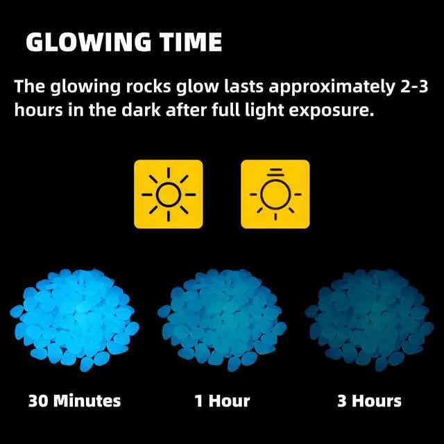 Alt view image 5 of 7 - Glow in The Dark Rocks Outdoor, 500 pcs Blue Solar Rocks for Landscaping, Outdoor Decor Glow in The Dark Stones, Glowing Pebbles for Garden Backyard Patio Lawn Pond Fish Tank Aquarium Decor