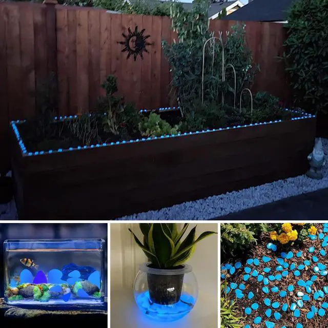 Alt view image 6 of 7 - Glow in The Dark Rocks Outdoor, 500 pcs Blue Solar Rocks for Landscaping, Outdoor Decor Glow in The Dark Stones, Glowing Pebbles for Garden Backyard Patio Lawn Pond Fish Tank Aquarium Decor