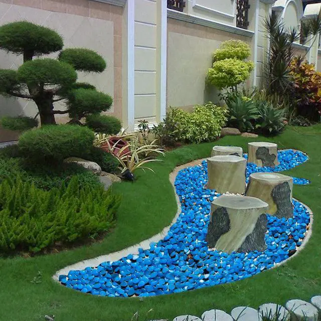 Alt view image 7 of 7 - Glow in The Dark Rocks Outdoor, 500 pcs Blue Solar Rocks for Landscaping, Outdoor Decor Glow in The Dark Stones, Glowing Pebbles for Garden Backyard Patio Lawn Pond Fish Tank Aquarium Decor