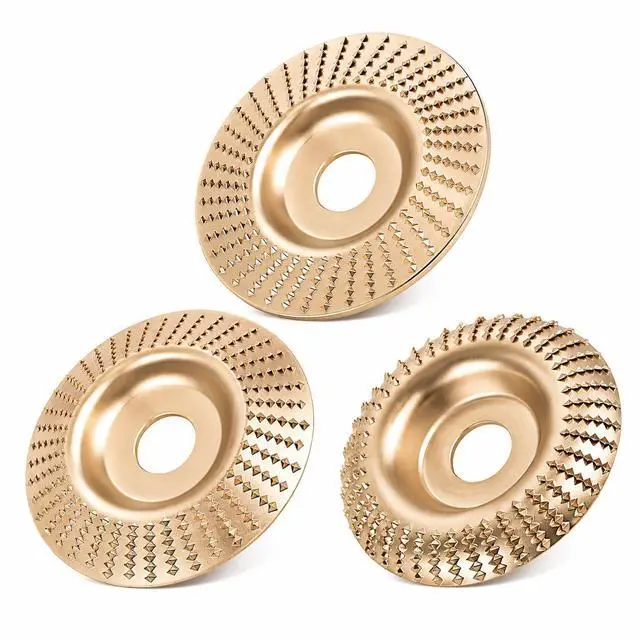 Main image of Angle Grinder Polishing Pad, 2026 Tungsten Carbide Wheel Set with Upper Clamping Plates, Tungsten Carbide Grinding Wheel Wood Carving for Cutting, Shaping, Sanding (Gold)