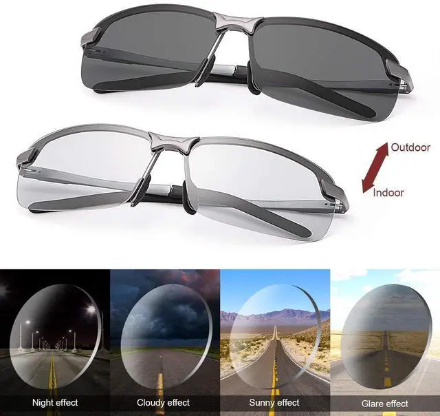 Alt view image 3 of 7 - Photochromic Sports Sunglasses with Polarized Lens for Men and Women Outdoor Driving Cycling Fishing 100% UV400 Protection Eyewear Anti Glare Eyeglasses Reduce Eye Fatigue Safety Glasses Shades