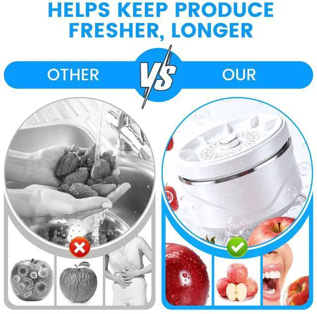 Alt view image 4 of 7 - Cordless Fruit and Vegetable Washing Machine, Vegetable Cleaner Device, Portable Automatic Fruit Washer, Waterproof Washing Machine for Fruits, Vegetables, Meat and Tableware