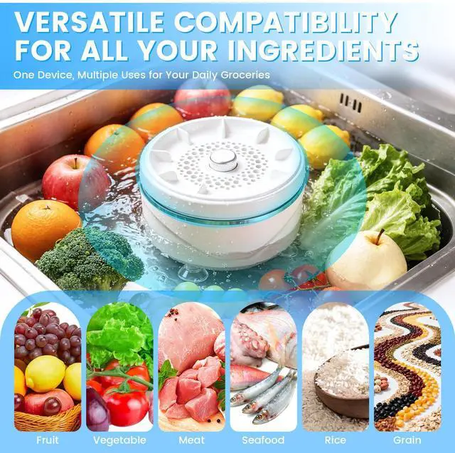Alt view image 5 of 7 - Cordless Fruit and Vegetable Washing Machine, Vegetable Cleaner Device, Portable Automatic Fruit Washer, Waterproof Washing Machine for Fruits, Vegetables, Meat and Tableware