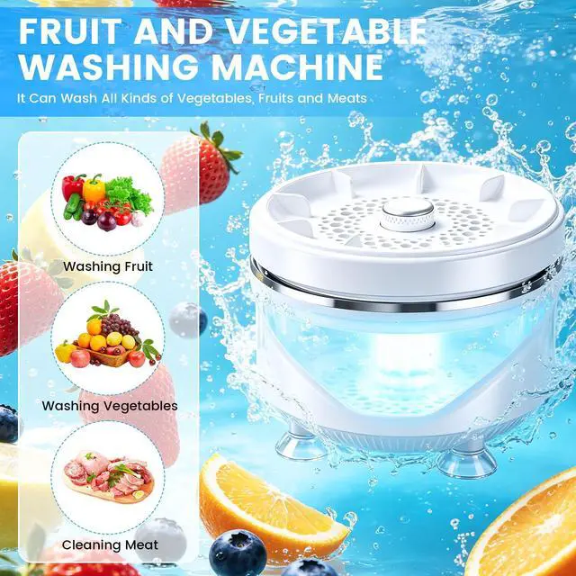 Alt view image 2 of 7 - Cordless Fruit and Vegetable Washing Machine, Vegetable Cleaner Device, Portable Automatic Fruit Washer, Waterproof Washing Machine for Fruits, Vegetables, Meat and Tableware