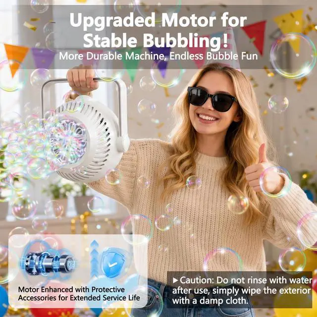 Alt view image 4 of 7 - 2026 Bubble Machine, 20000+ Bubbles Rechargeable Bubble Maker, Automatic Bubble Blower with Lights & 360° Adjustable Angle, Outdoor Bubble Toys Gifts for Kids, Birthday Parties, Backyard, Wedding