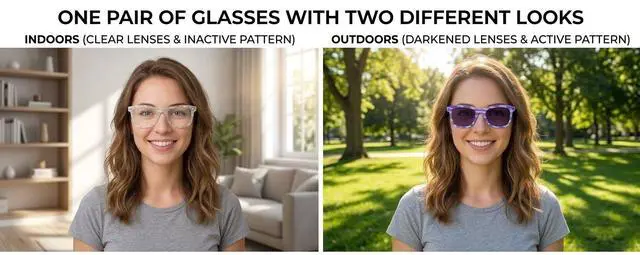 Alt view image 2 of 5 - Photochromic Sunglasses Color-Changing Transitions Lenses & Frames | UV Protection | Unisex Lightweight Style for Outdoor Sports & Travel