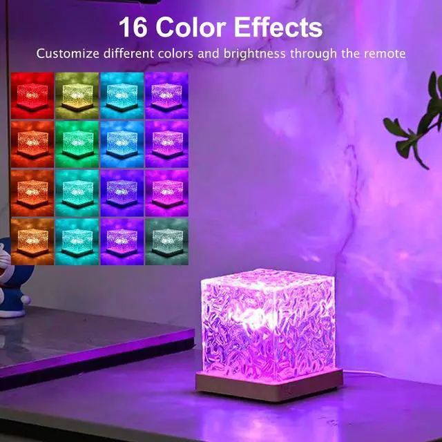 Alt view image 3 of 7 - Ocean Wave Projector Light, Mood Lighting Ambient Lighting Luminorthe Cube Northern Lights Projector with 16 Colors and Dynamic Ripple Effect for Living Room Bedroom Decor - 5.1inch