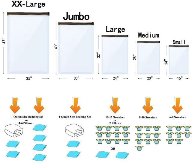 Alt view image 3 of 7 - Vacuum Storage Bags, Space Saver Seal Bags For Clothing, Travel Luggage,Blankets, Comforters, Pillows, Clothes Storage.12 Jumbo